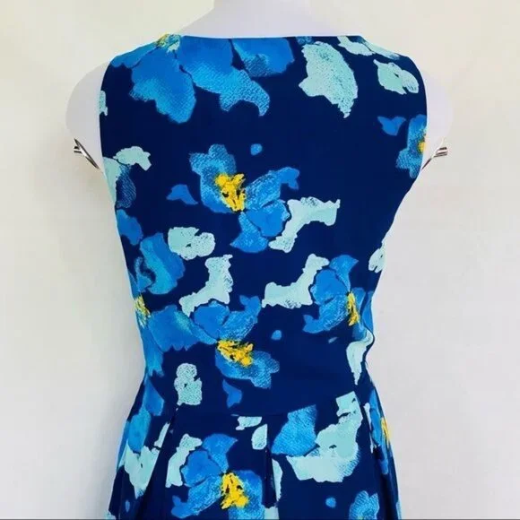 Charming Charlie Blue Floral A-Line Sleeveless Midi Dress Size S - Picture 7 of 11